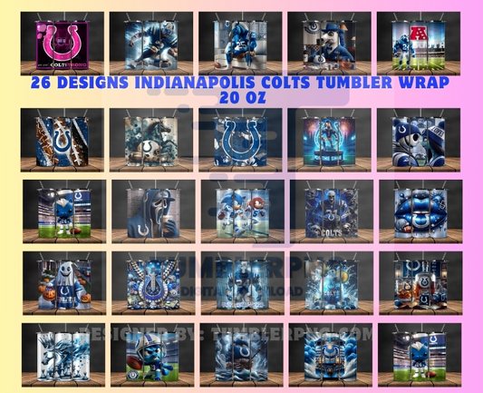 Bundle Indianapolis Colts  Logo Tumbler Wrap, Bundle Sport Tumbler 162