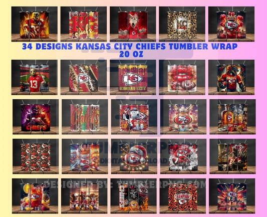 Bundle Kansas City Chiefs Logo Tumbler Wrap, Bundle Sport Tumbler 165