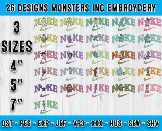 26 Design Monsters Inc Embroidery, Bundle Cartoon Embroidery