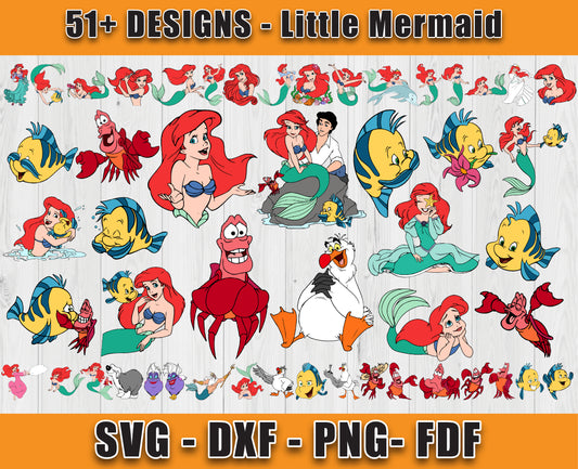 51 Designs Little Mermaid Svg Bundle, Bundle Cartoon Svg 16