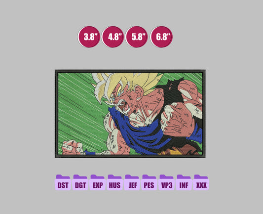 GOKU Anime Embroidery Design, Anime Machine Embroidery Design 170