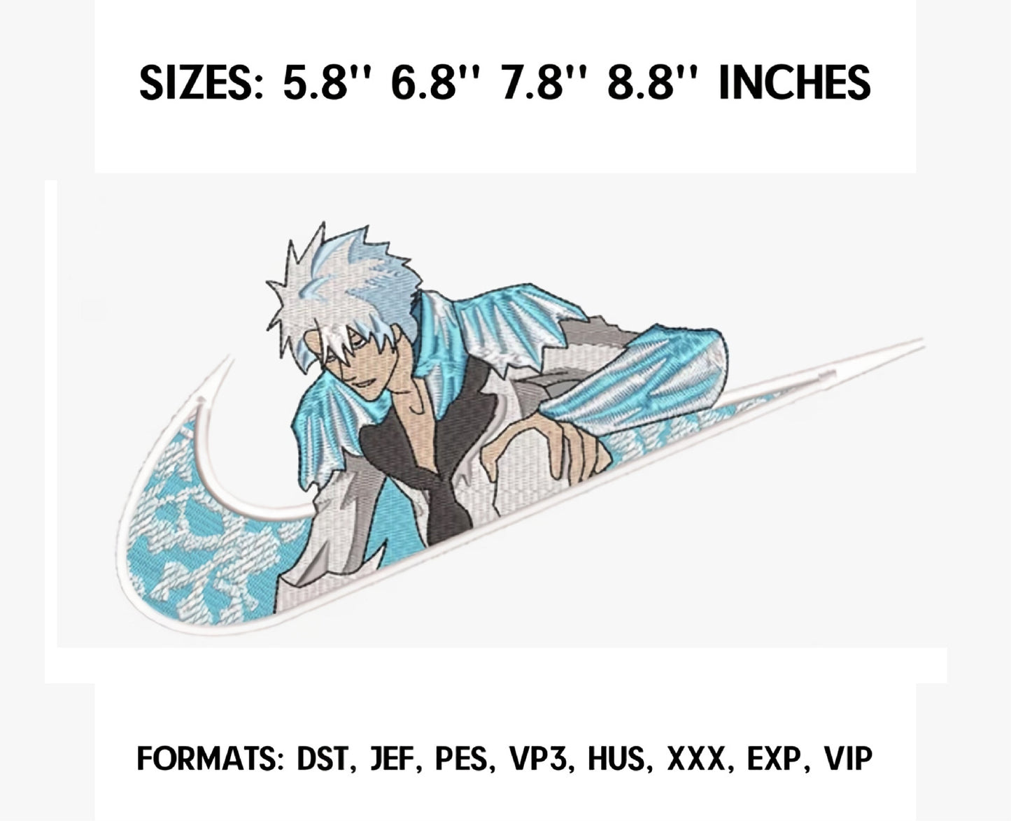 TOSHIRO HITSUGAYA Anime Embroidery Design, Ni ke Anime Embroidery Designs 17