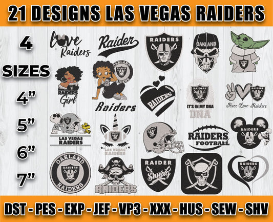 Las Vegas Raiders Football Logo Embroidery Bundle, Bundle NFL Logo Embroidery