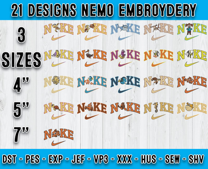 21 Design Nemo Embroidery, Bundle Cartoon Embroidery