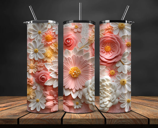 3D Flowers Tumbler Wrap, 3D Floral Sublimation Tumbler Design , 3D Tumbler Wrap,Instant Digital Download PNG 18