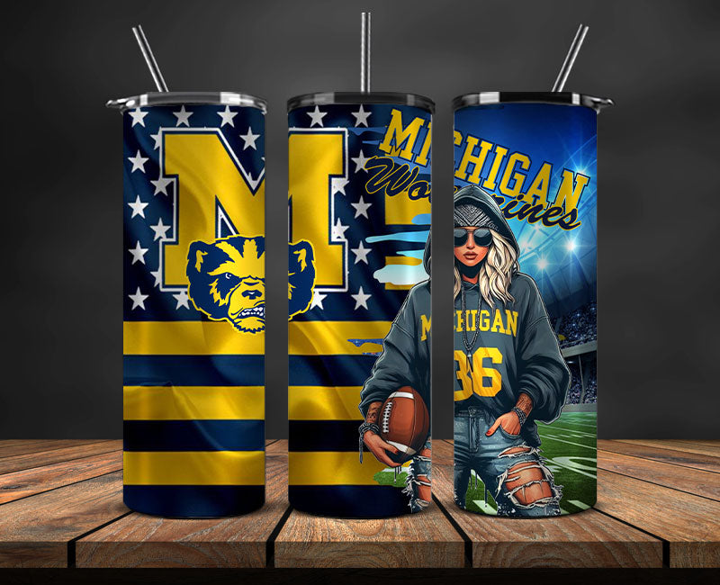 Michigan Tumbler Wrap, NCAA University College Tumbler Wraps DS-19