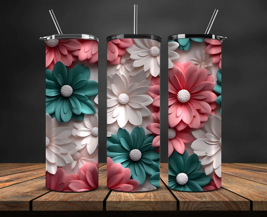3D Flowers Tumbler Wrap, 3D Floral Sublimation Tumbler Design , 3D Tumbler Wrap,Instant Digital Download PNG 19