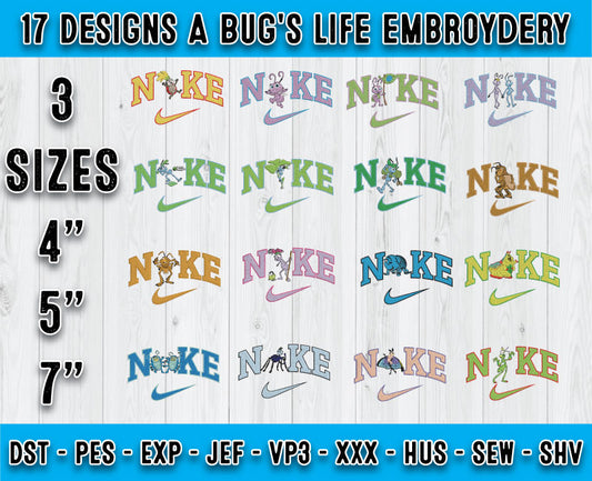 17 Design A Bug's Life Embroidery, Bundle Cartoon Embroidery