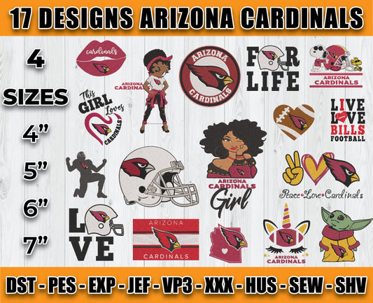 Arizona Cardinals Football Logo Embroidery Bundle, Bundle NFL Logo Embroidery