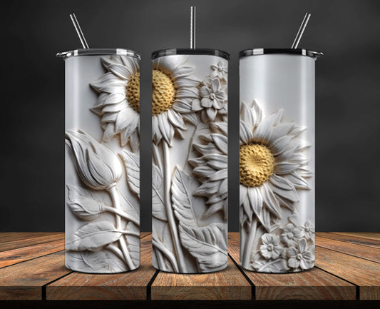 3D Flowers Tumbler Wrap, 3D Floral Sublimation Tumbler Design , 3D Tumbler Wrap,Instant Digital Download PNG 01