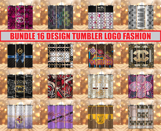 Bundle Logo Fashion Luxury Tumbler Wrap, Full Tumbler Wrap, Tumblers Designs Skinny Straight & Tapered Png 01