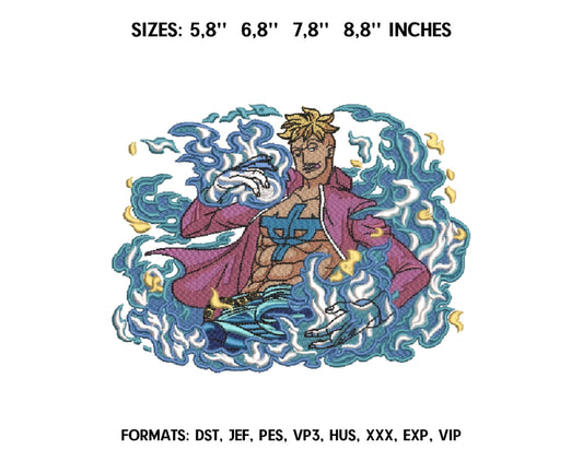 MARCO ONE PIECE Anime Embroidery Design, Anime Machine Embroidery Design 21