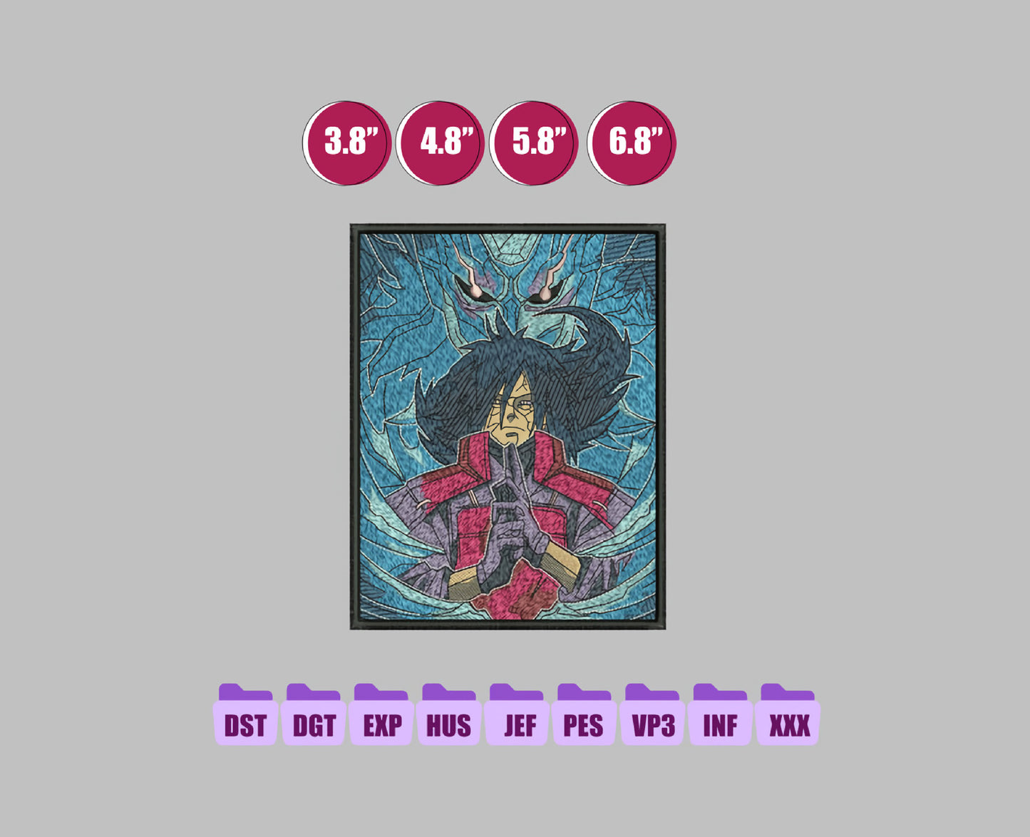 DIBUJO Madara Susano Anime Embroidery Design, Anime Machine Embroidery Design 213