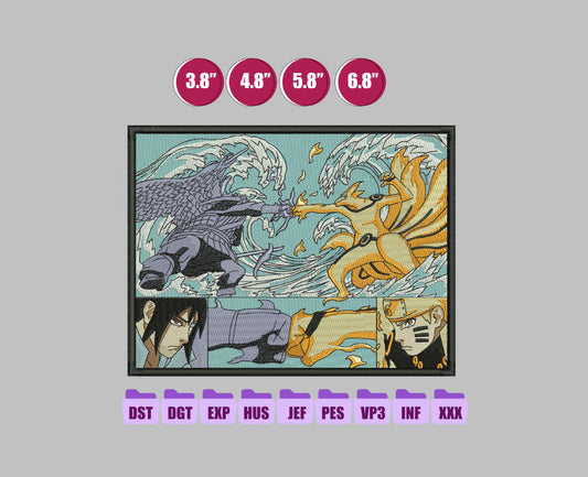 Sasuke Naruto Anime Embroidery Design, Anime Machine Embroidery Design 226