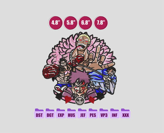 ONE PIECE Anime Embroidery Design, Anime Machine Embroidery Design 23