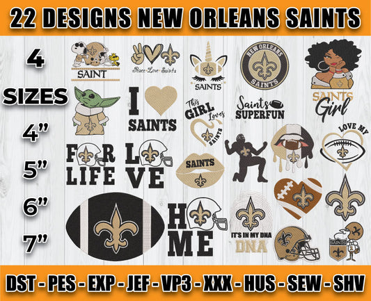 New Orleans Saints Football Logo Embroidery Bundle, Bundle NFL Logo Embroidery