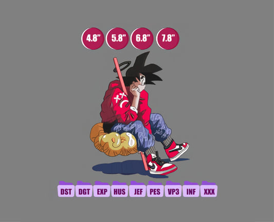 GOKU SAIYAN Anime Embroidery Design, Anime Machine Embroidery Design 24