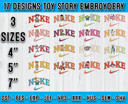 17 Design Toy Story Embroidery, Bundle Cartoon Embroidery