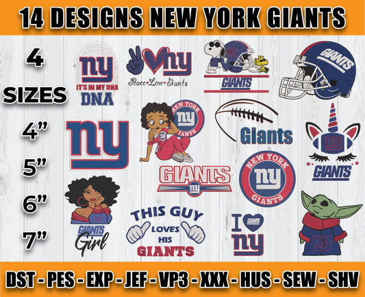 New York Giants Football Logo Embroidery Bundle, Bundle NFL Logo Embroidery