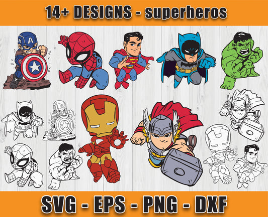 14 Designs Superhero Svg Bundle, Bundle Cartoon Svg 25