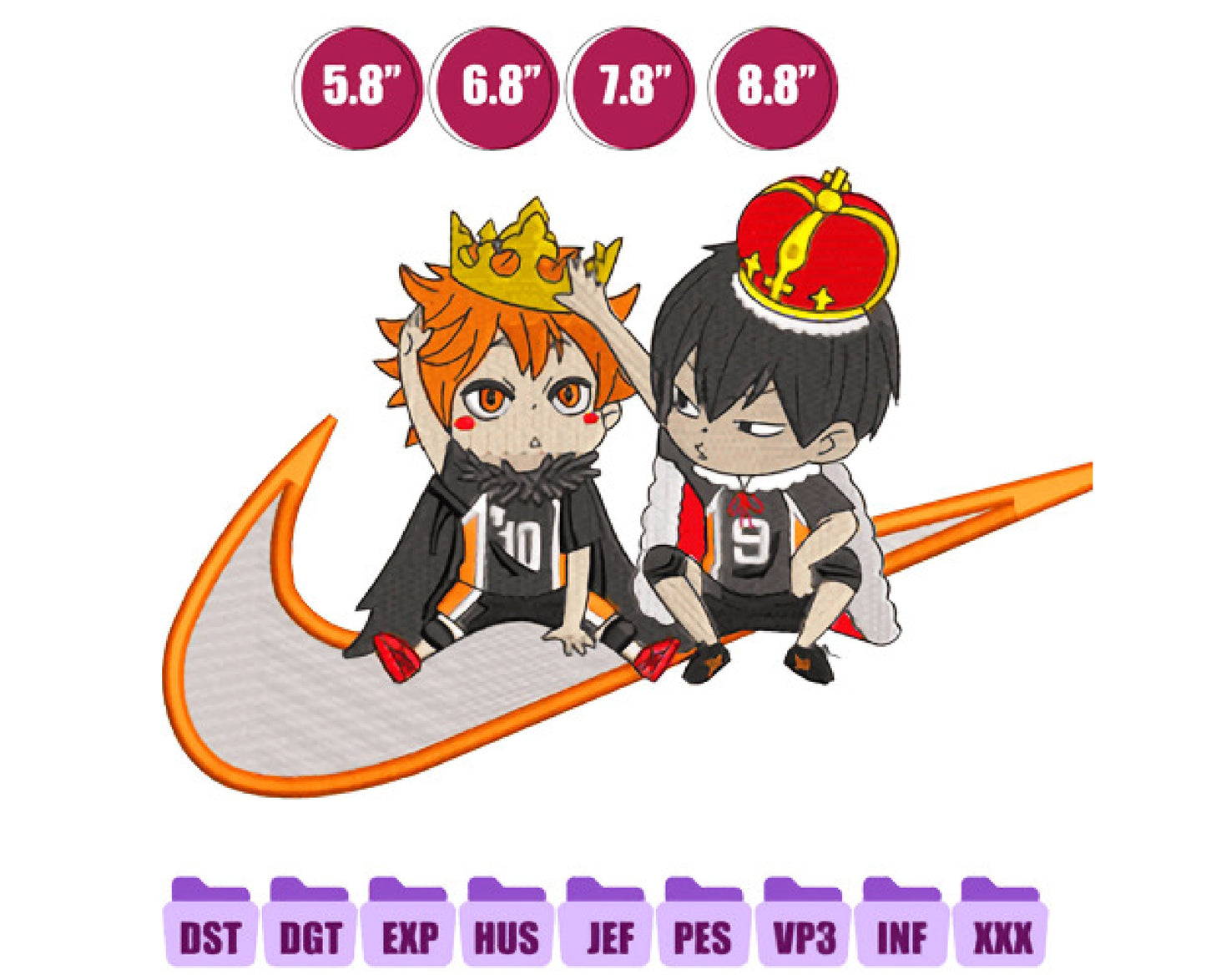 HINATA AND TOBIO Anime Embroidery Design, Ni ke Anime Embroidery Designs 25