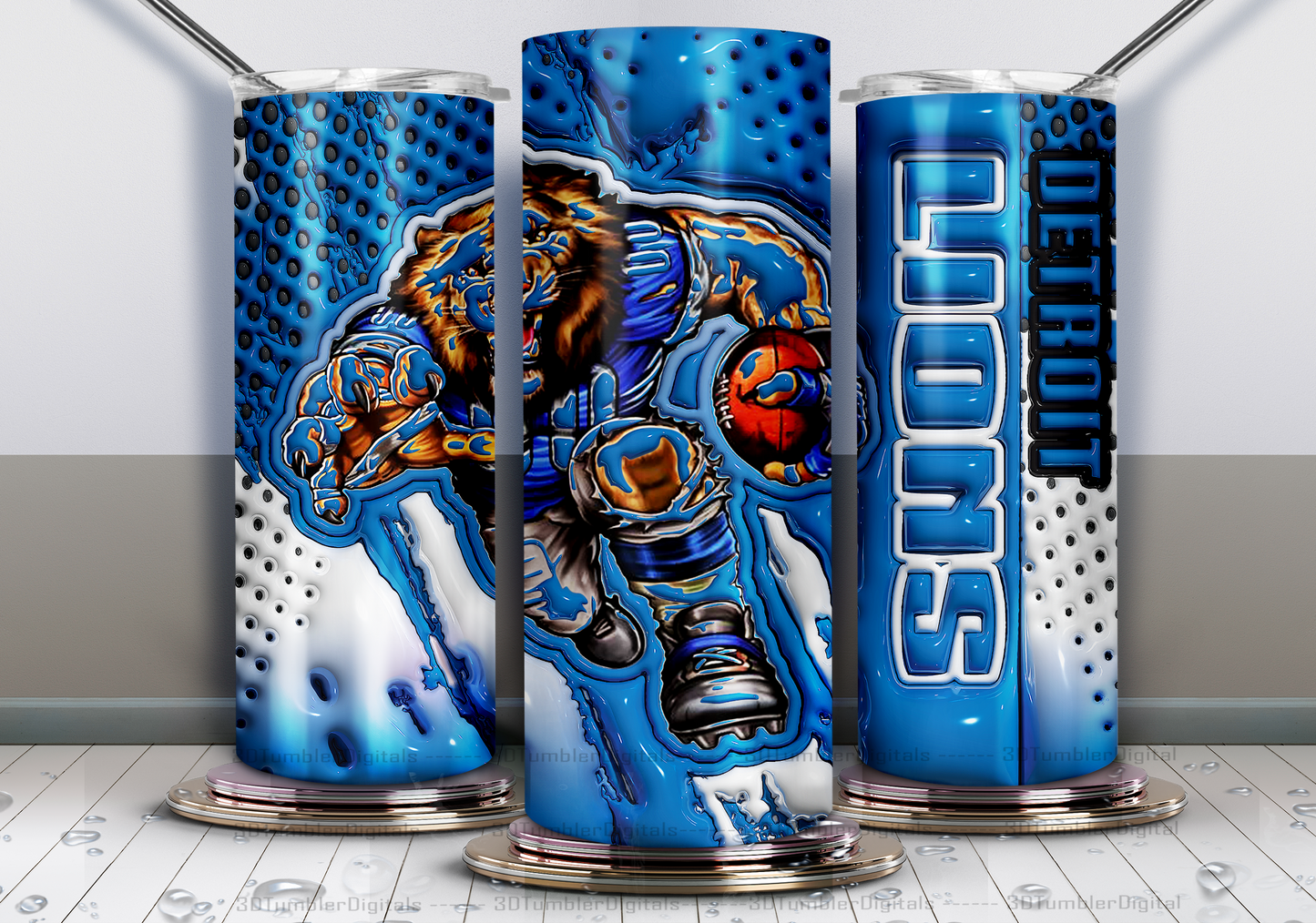 Detroit Lions Tumbler Wrap , 3D Nfl Tumbler Wrap, Nfl Mascot Tumbler  26