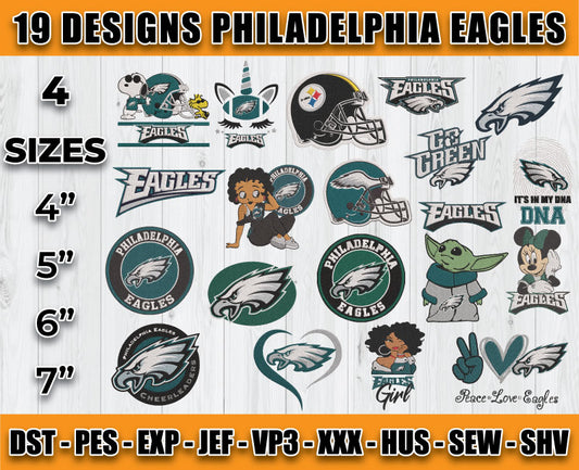 Philadelphia Eagles Football Logo Embroidery Bundle, Bundle NFL Logo Embroidery