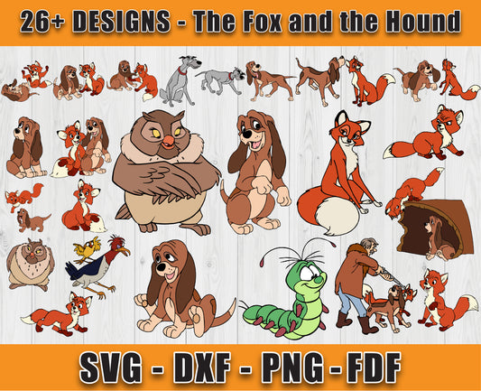 26 Designs The Fox and the Hound Disney Svg Bundle, Bundle Cartoon Svg 26