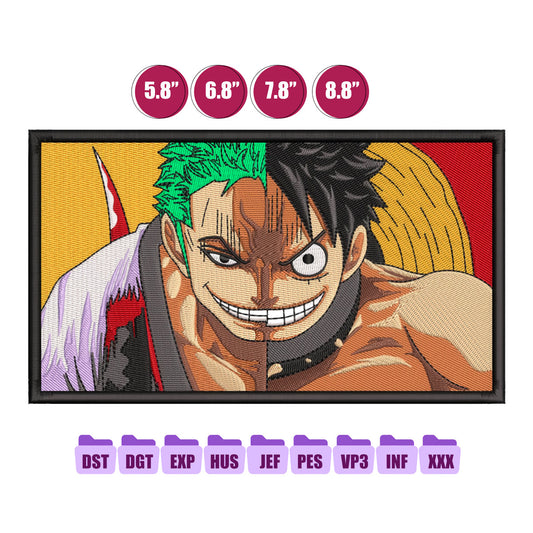ZORO LUFFY Anime Embroidery Design, One Piece Embroidery 26