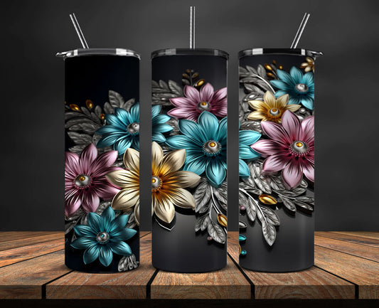 3D Flowers Tumbler Wrap, 3D Floral Sublimation Tumbler Design , 3D Tumbler Wrap,Instant Digital Download PNG 27