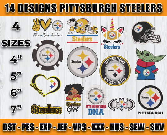 Pittsburgh Steelers Football Logo Embroidery Bundle, Bundle NFL Logo Embroidery