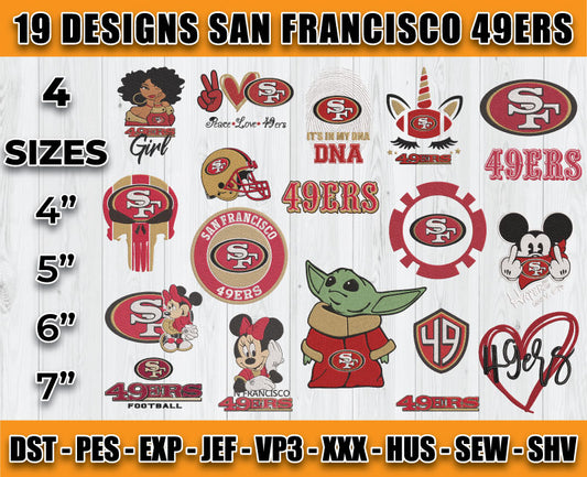 San Francisco 49ers Football Logo Embroidery Bundle, Bundle NFL Logo Embroidery