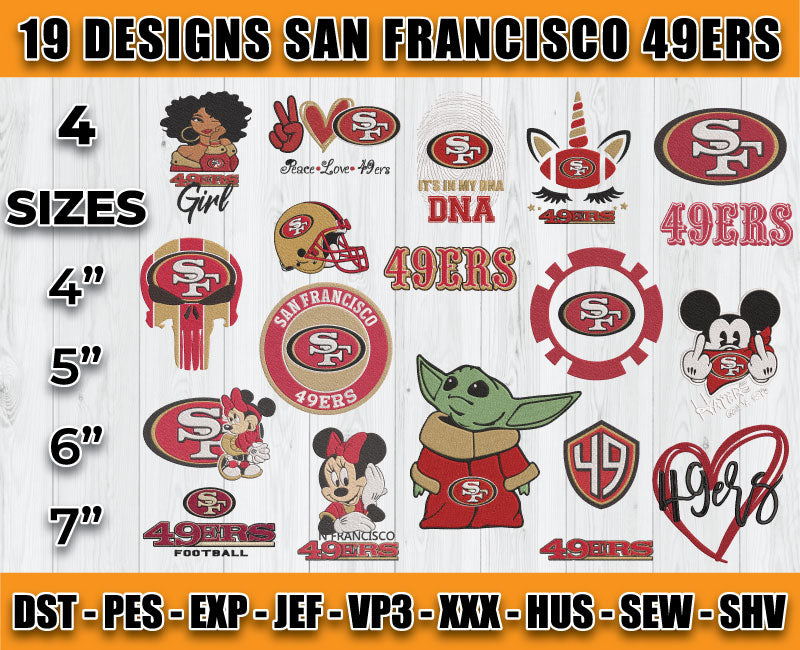 San Francisco 49ers Football Logo Embroidery Bundle, Bundle NFL Logo Embroidery