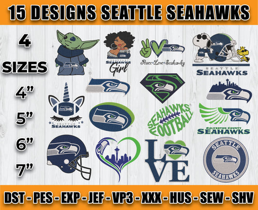 Seattle Seahawks Football Logo Embroidery Bundle, Bundle NFL Logo Embroidery