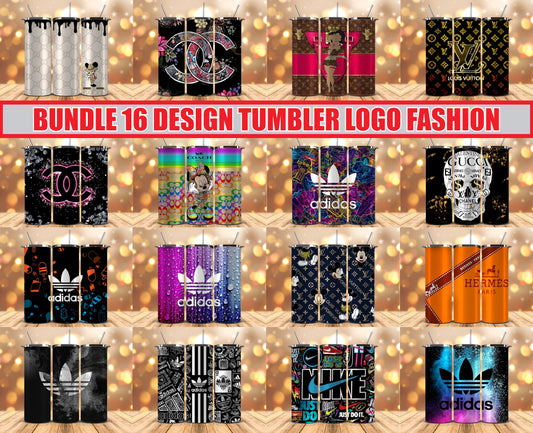 Bundle Logo Fashion Luxury Tumbler Wrap, Full Tumbler Wrap, Tumblers Designs Skinny Straight & Tapered Png 02
