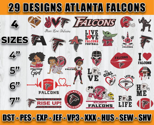 Atlanta Falcons Football Logo Embroidery Bundle, Bundle NFL Logo Embroidery