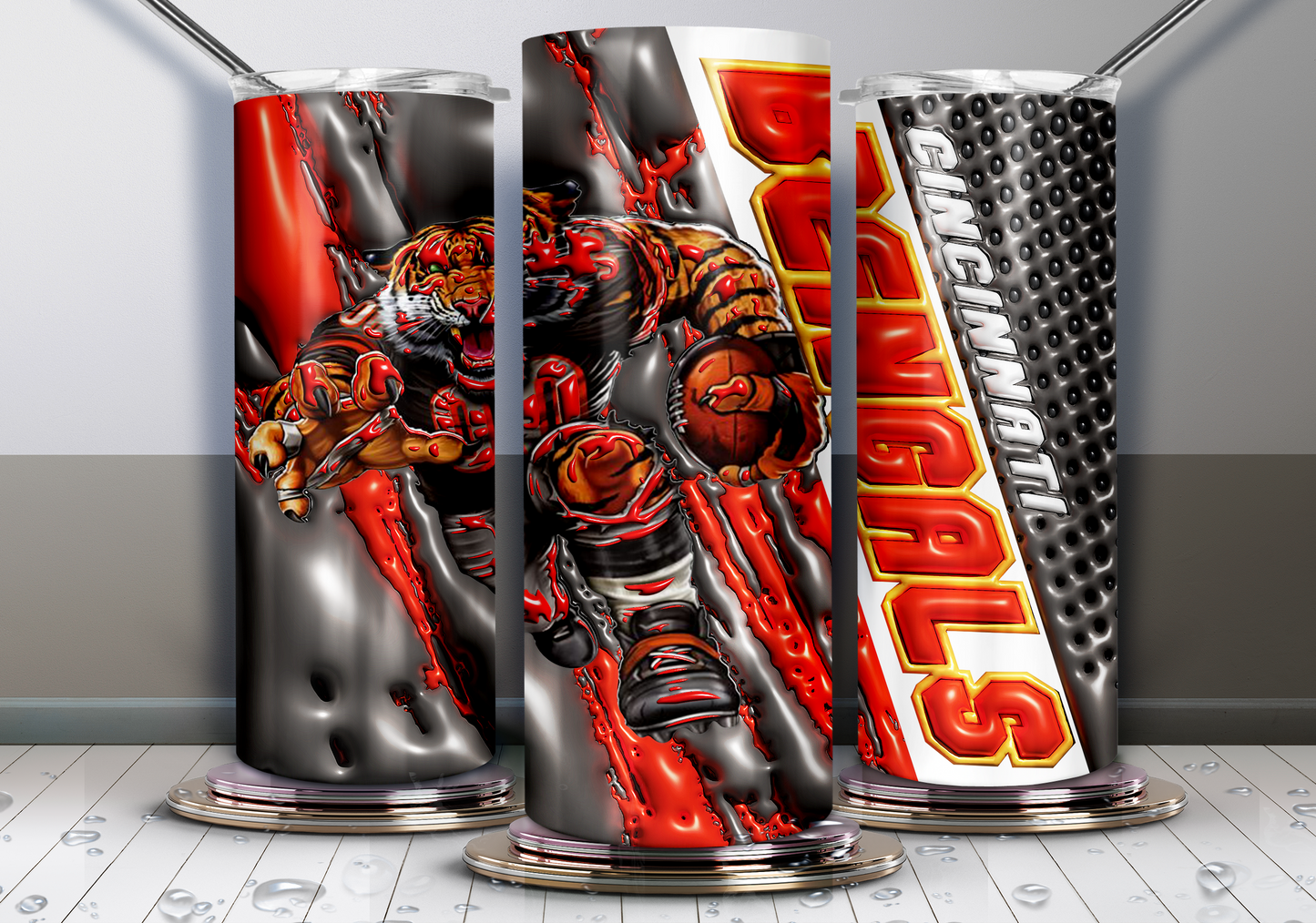 Bengals Tumbler Wrap , 3D Nfl Tumbler Wrap, Nfl Mascot Tumbler  30