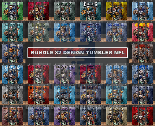 Bundle Logo Team NFL Tumbler Wrap, Bundle Sport Tumbler 30