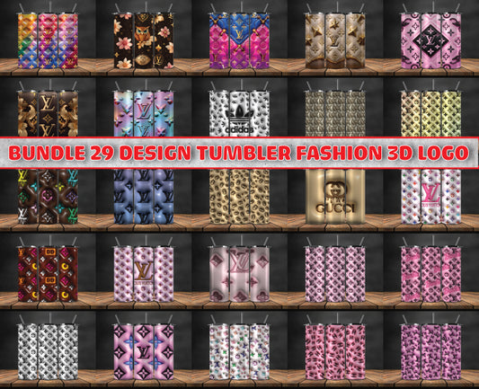 Bundle 29 Design Tumbler Fashion 3D Logo Fashion Patterns ,Logo LV 3d Inflatable, Logo Fashion Tumbler 30