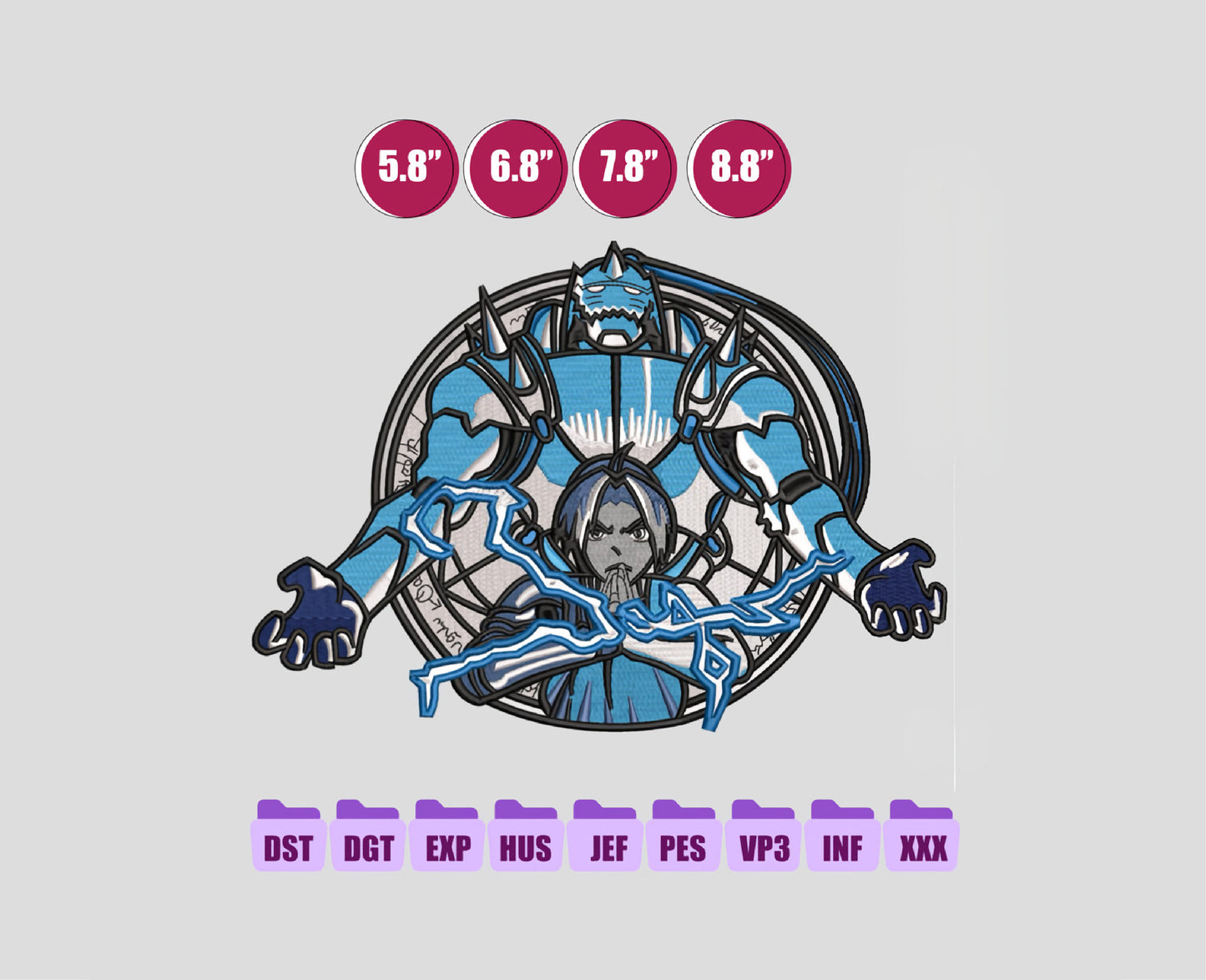 Fullmetal Alchemist Anime Embroidery Design, Anime Machine Embroidery Design 32