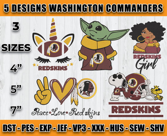 Washington Commanders Football Logo Embroidery Bundle, Bundle NFL Logo Embroidery