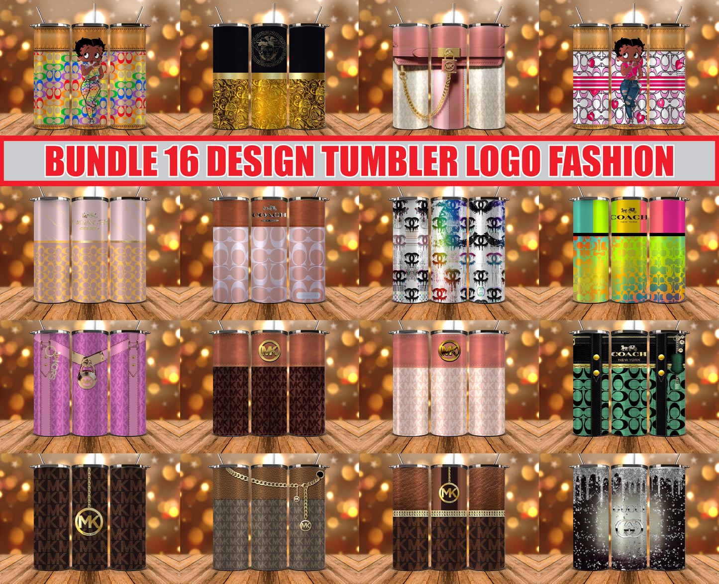 Bundle Logo Fashion Luxury Tumbler Wrap, Full Tumbler Wrap, Tumblers Designs Skinny Straight & Tapered Png 33