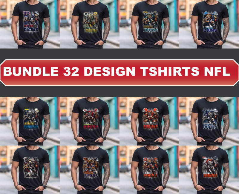 Bundle 32 Design Tshirts NFL, Trendy Vintage Retro Style NFL Unisex Football Tshirt, NFL Tshirts Design 33