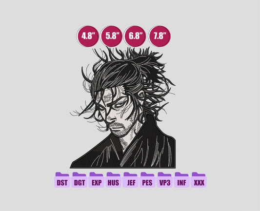 MUSASHI MIYAMOTO Anime Embroidery Design, Anime Machine Embroidery Design 34