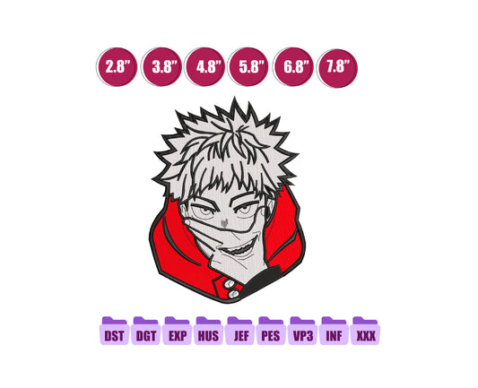 Yuji Itadori Anime Embroidery Design, Anime Machine Embroidery Design 36