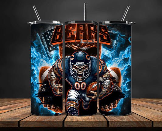 Chicago Bears Fire Tumbler Wraps,NFL Tumbler Wrap By AI, AI Tumbler Design 38