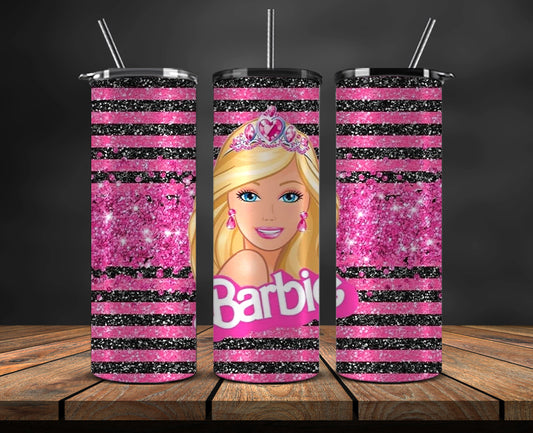 Barbie Tumbler Wrap, Barbie Doll PNG, Barbie 3D Skinny 20oz 03