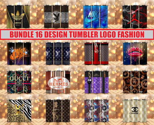 Bundle Logo Fashion Luxury Tumbler Wrap, Full Tumbler Wrap, Tumblers Designs Skinny Straight & Tapered Png 03