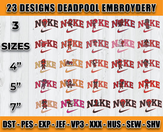 23 Designs Deadpool Embroidery, Bundle Cartoon Embroidery 03