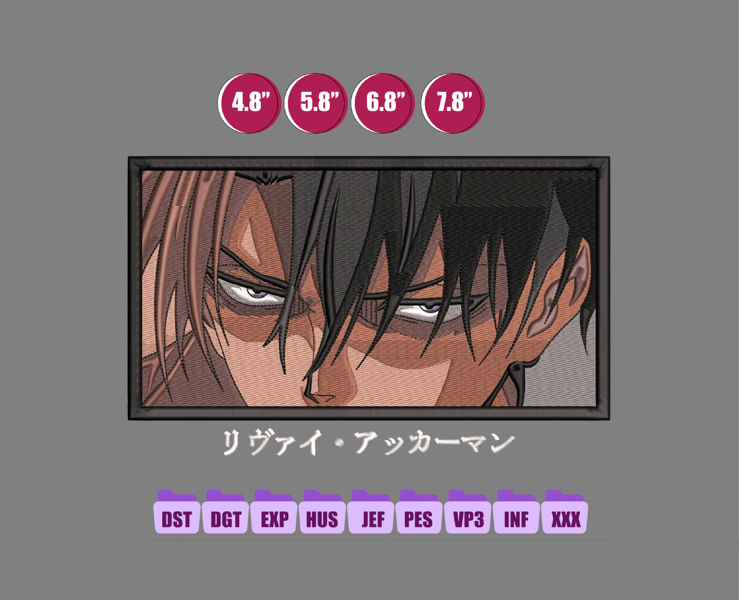 Levi Akkerman Anime Embroidery Design, Anime Machine Embroidery Design 40